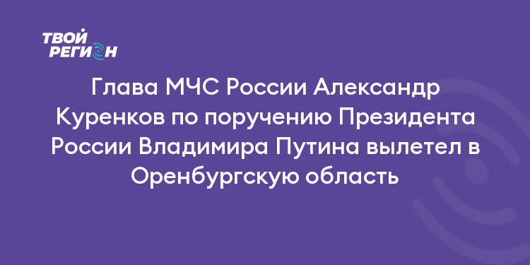 Глава МЧС России Александр Куренков по поручению Президента России Владимира Путина вылетел в Оренбургскую область