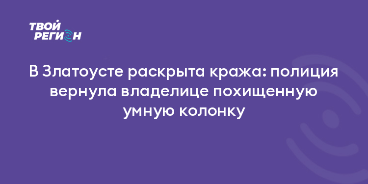 В Златоусте раскрыта кража: полиция вернула владелице похищенную умную колонку