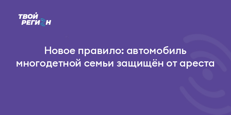 Новое правило: автомобиль многодетной семьи защищён от ареста