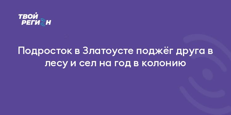 Подросток в Златоусте поджёг друга в лесу и сел на год в колонию