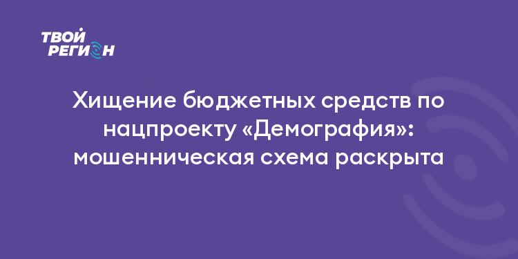 Хищение бюджетных средств по нацпроекту «Демография»: мошенническая схема раскрыта